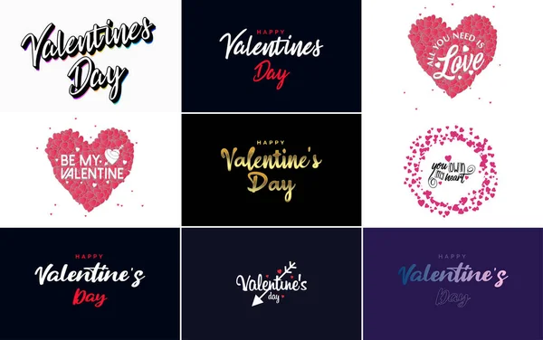 Happy Valentine Day Greeting Card Template Romantic Theme Red Color — Vector de stock