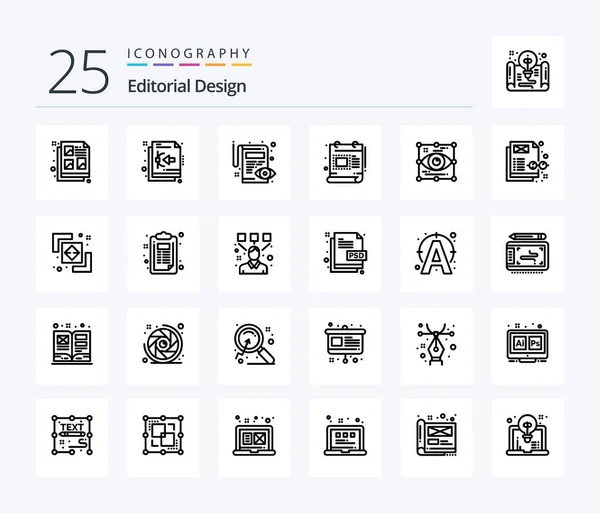 Editorial Design Line Icon Pack Including Design Scale Document Document — Stock vektor