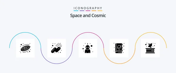 Space Glyph Icon Pack Including Receiver Media Monster Communication Science — Stockový vektor