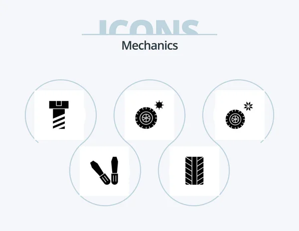 Mechanics Glyph Icon Pack Icon Design Wheel — Stock Vector