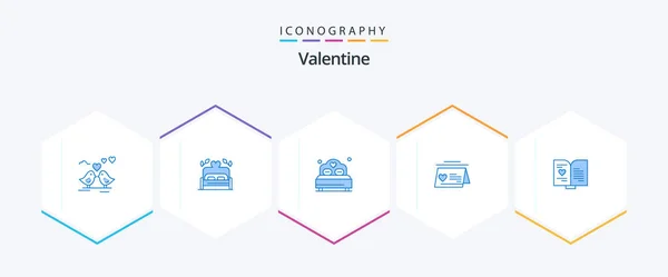 Valentine Blue Icon Pack Including Wedding Calendar Heart Book — Image vectorielle