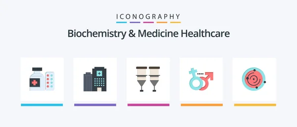 Biochemistry Medicine Healthcare Flat Icon Pack Including Spase Female Blood — Vettoriale Stock
