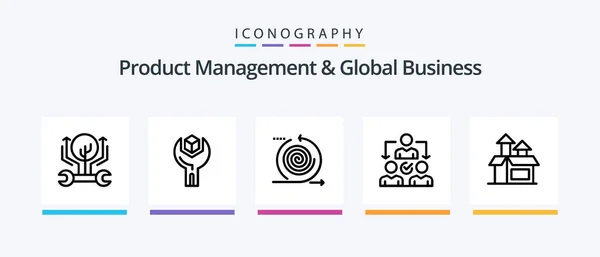 Product Managment Global Business Line Icon Pack Including Product Box — Wektor stockowy
