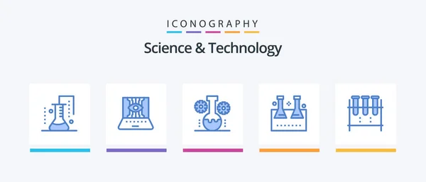 Science Technology Blue Icon Pack Including Lab Flask Chemical Flask — Vettoriale Stock