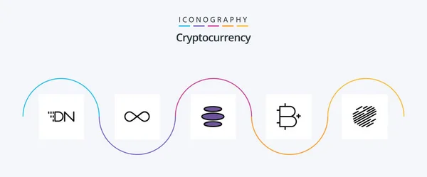 Cryptocurrency Line Filled Flat Icon Pack Including Coin Currency Bitcoin — Διανυσματικό Αρχείο