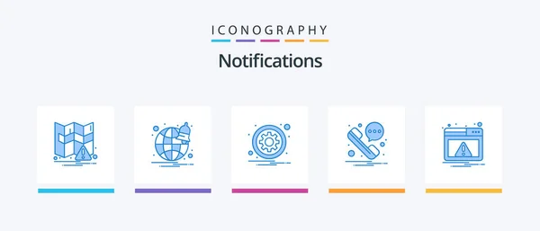 Notifications Blue Icon Pack Including Warning Alert Sign Web Phone — Vector de stock
