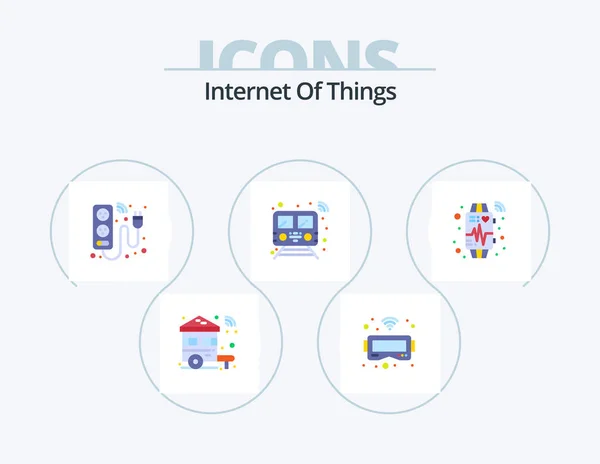 Internet Things Flat Icon Pack Icon Design Transport Smart Cable — Vector de stock