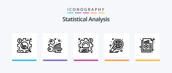 Statistical Analysis Line Icon Pack Including Online Evaluation Analytics Analysis — Vetor de Stock