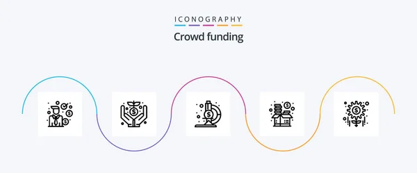Crowdfunding Line Icon Pack Including Management Money Laboratory Fund Investment — 图库矢量图片