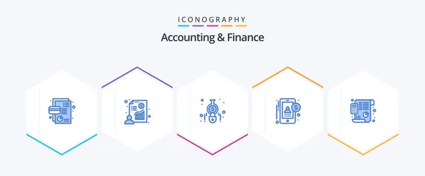 Accounting Finance Blue Icon Pack Including Plan Money Profit Accounting — Archivo Imágenes Vectoriales