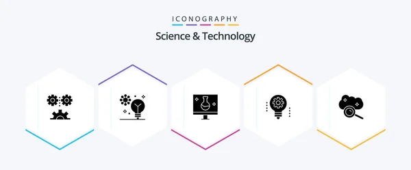 Science Technology Glyph Icon Pack Including Electronics Intelligence Ecolab Eco — Vettoriale Stock