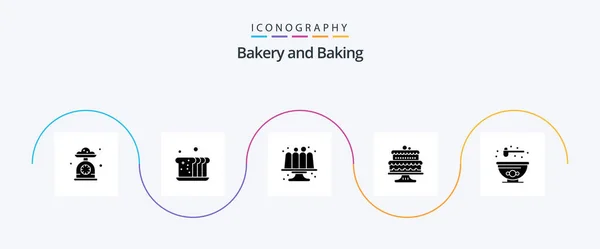 Baking Glyph Icon Pack Including Bowl Bread Cakes Baking — Stockový vektor