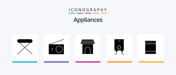 Appliances Glyph Icon Pack Including Appliances Heater Radio Boiler Home — Stockový vektor