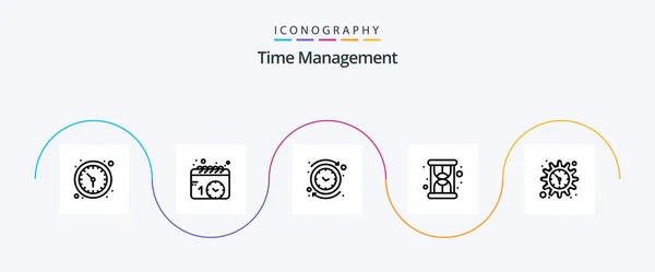 Time Management Line Icon Pack Including Setting Productivity Backward Loading — Stok Vektör