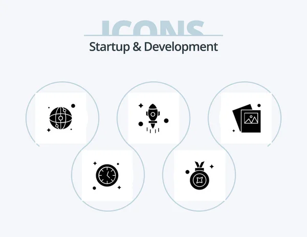 Startup Develepment Glyph Icon Pack Icon Design Image Map Gallery — Stock vektor