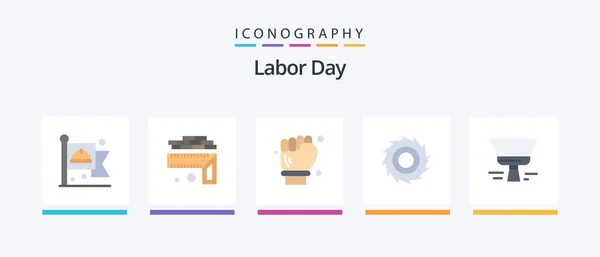 Labor Day Flat Icon Pack Including Paint Brush Brush Labour — Stock Vector