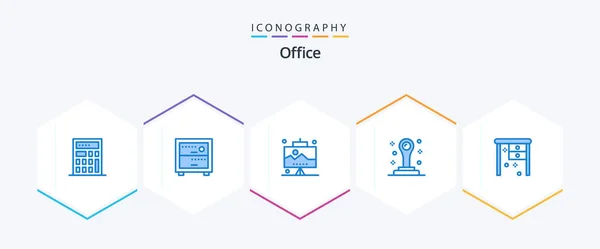 Office Blue Icon Pack Including Office Working Desk Office — Stockvektor