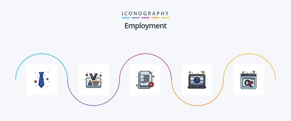 Employment Line Filled Flat Icon Pack Including User Engineer Delete — Archivo Imágenes Vectoriales