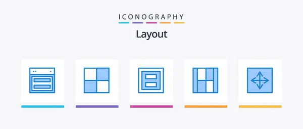 Layout Blue Icon Pack Including Angular Illustration Frame Draw Create — Stok Vektör