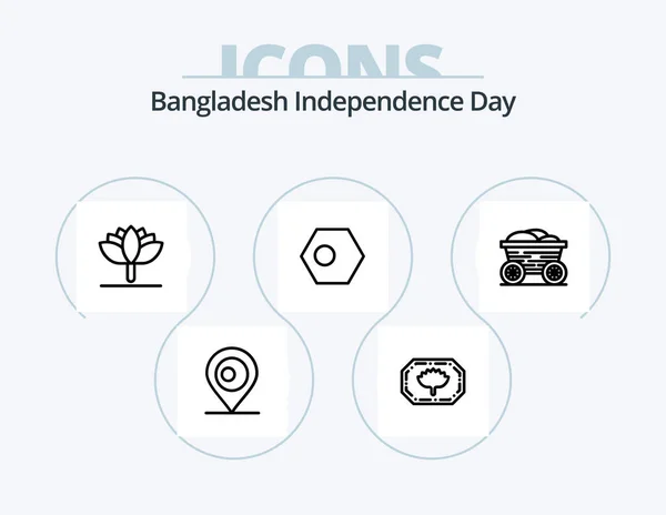 Bangladesh Independence Day Line Icon Pack Icon Design Chat Bangla — Vetor de Stock
