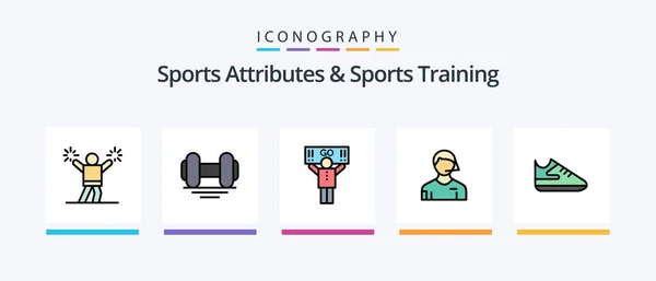 Sports Atributes Sports Training Line Filled Icon Pack Including Badge — Stock Vector