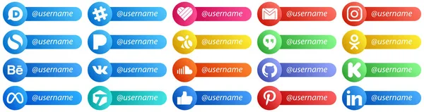Minimalist Follow Social Network Platform Card Style Icons Sound Behance — Stockvector