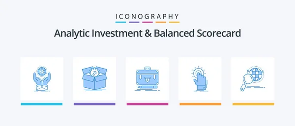 Analytic Investment Balanced Scorecard Blue Icon Pack Including Hand Touch - Stok Vektor