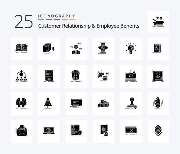 Customer Relationship Employee Benefits Solid Glyph Icon Pack Including Optimize — Vettoriale Stock