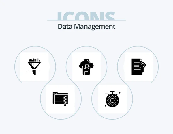 Data Management Glyph Icon Pack Icon Design Microchip Setting Sort — Archivo Imágenes Vectoriales