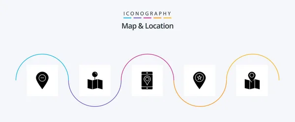 Map Location Glyph Icon Pack Including Pin Map Pin Location — Archivo Imágenes Vectoriales