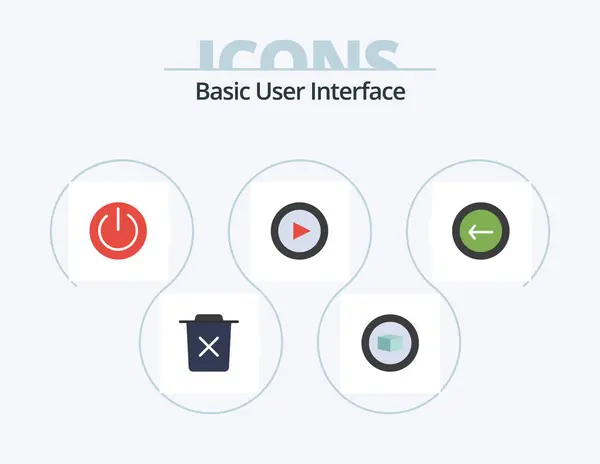 Basic Flat Icon Pack Icon Design Set Set Basic Power — Stock Vector