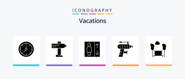 Vacations Glyph Icon Pack Including Drilling Perforator Pointer Drill Lift — Stockvector