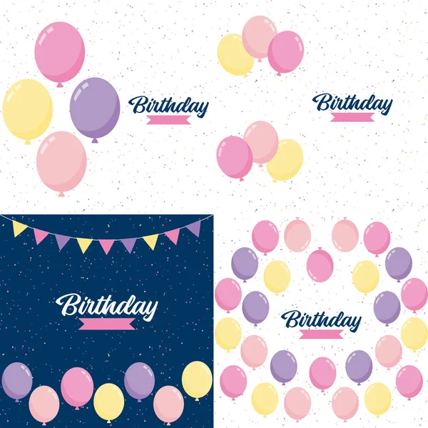 Colorful Glossyhappy Birthday Balloons Banner Background Vector Illustration Eps10 Format — Vetor de Stock