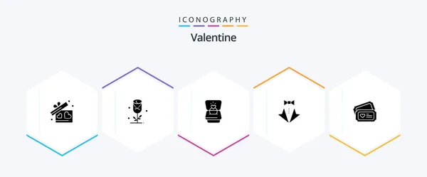 Valentine Glyph Icon Pack Including Love Love Flower Day Valentine — Wektor stockowy