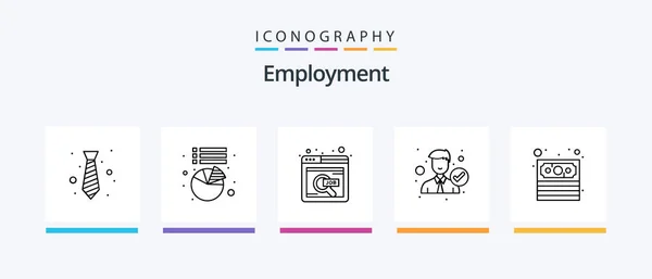 Employment Line Icon Pack Including Job Search Note Employee Location — Stok Vektör