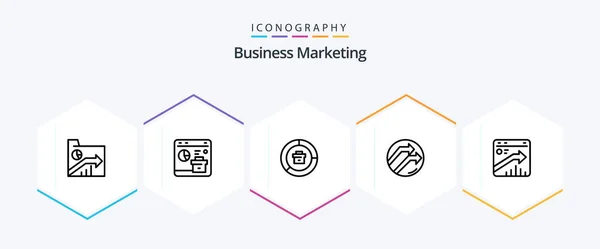 Business Marketing Line Icon Pack Including Data Arrow Report Report — Wektor stockowy
