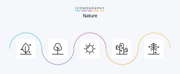Nature Line Icon Pack Including Природа Солнце Сад Завод — стоковый вектор