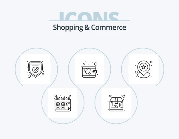 Shopping Commerce Line Icon Pack Icon Design Storehouse Shop Item — Διανυσματικό Αρχείο