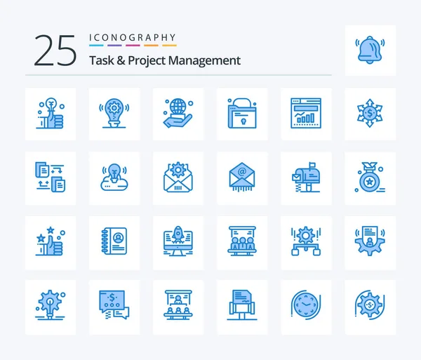 Task Project Management Blue Color Icon Pack Including Internet Chart — Wektor stockowy