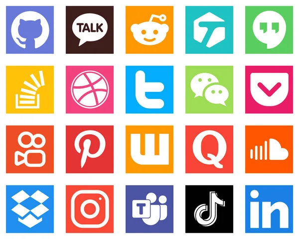High Quality Social Media Icons Wattpad Kuaishou Overflow Pocket Wechat — Stock Vector
