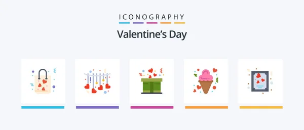 Valentines Day Flat Icon Pack Including Heart Valentine Gift Special — Διανυσματικό Αρχείο