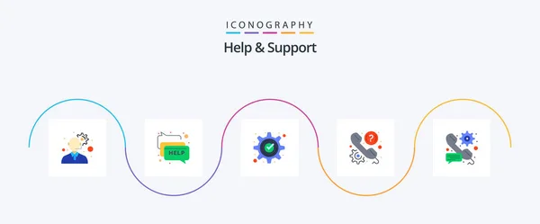 Help Support Flat Icon Pack Including Support Help Approved Faq — Archivo Imágenes Vectoriales