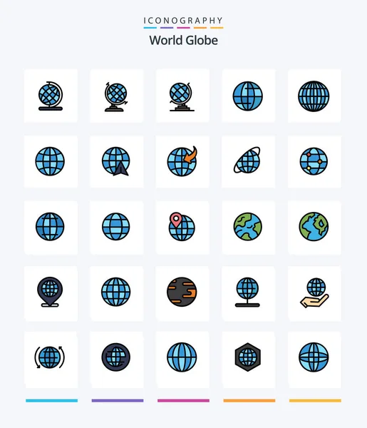 Creative Globe Line Filled Icon Pack Travel Universe World Planet — Archivo Imágenes Vectoriales