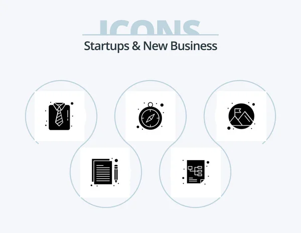 Startups New Business Glyph Icon Pack Icon Design Success Flag — Wektor stockowy