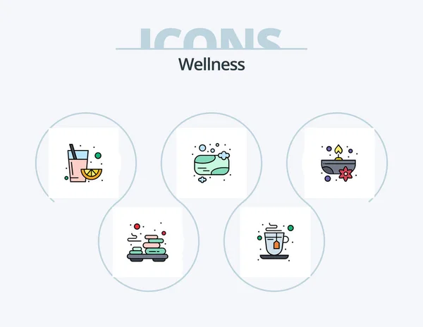 Wellness Line Filled Icon Pack Icon Design Spa Shoes Well — Stockvektor