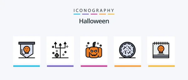 Halloween Line Filled Icon Pack Including Money Dollar Rotten Coin — Διανυσματικό Αρχείο