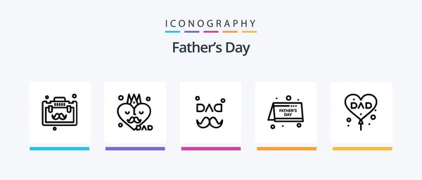 Fathers Day Line Icon Pack Including Dress Moustache Dad Fathers — Stock Vector