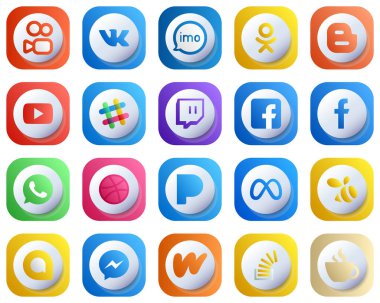 Cute 3D Gradient Social Media Icon Set 20 icons such as dribbble. blog. fb and twitch icons. High-Resolution and Unique
