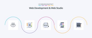 Web Development And Web Studio Flat 5 Icon Pack Including design. drag. feedback. screen. computer