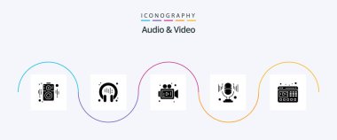 Audio And Video Glyph 5 Icon Pack Including . web. media. video. sound